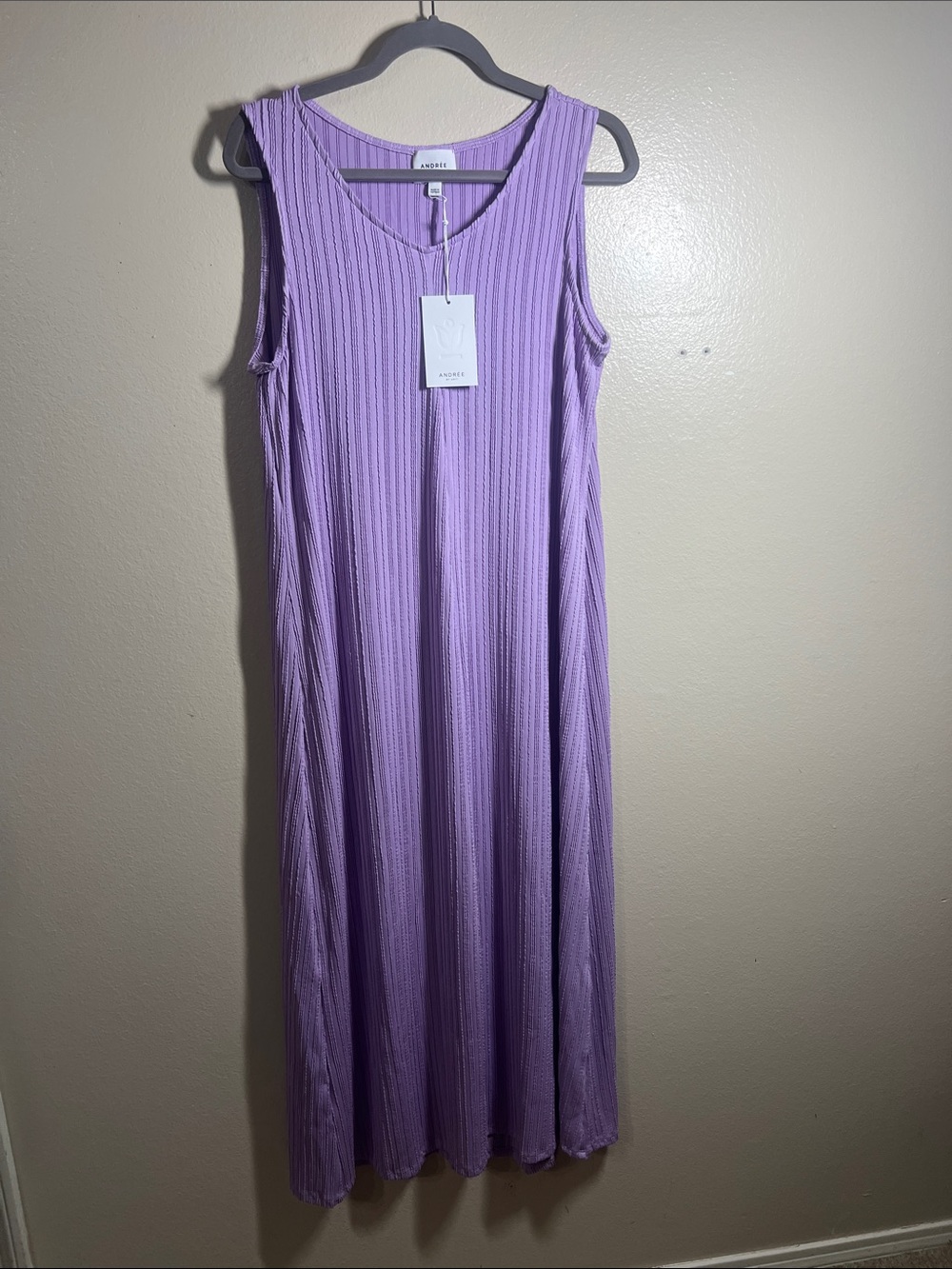 ANDREE BY UNIT Lavender Ribbed Sleeveless Maxi Dress
